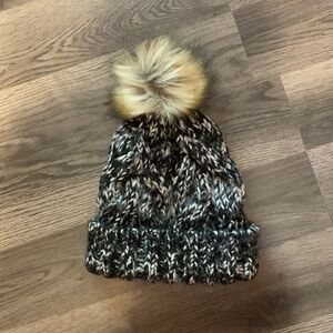 Black and white beanie